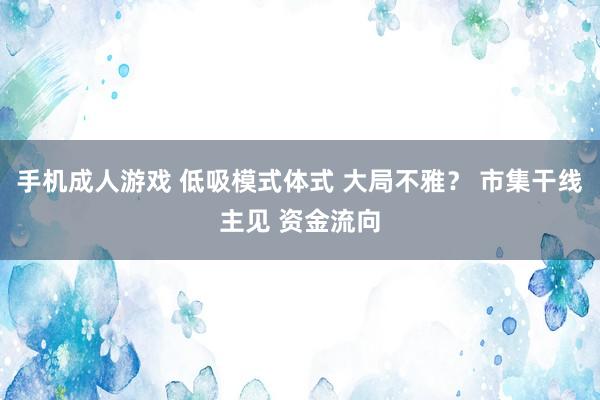 手机成人游戏 低吸模式体式 大局不雅？ 市集干线主见 资金流向